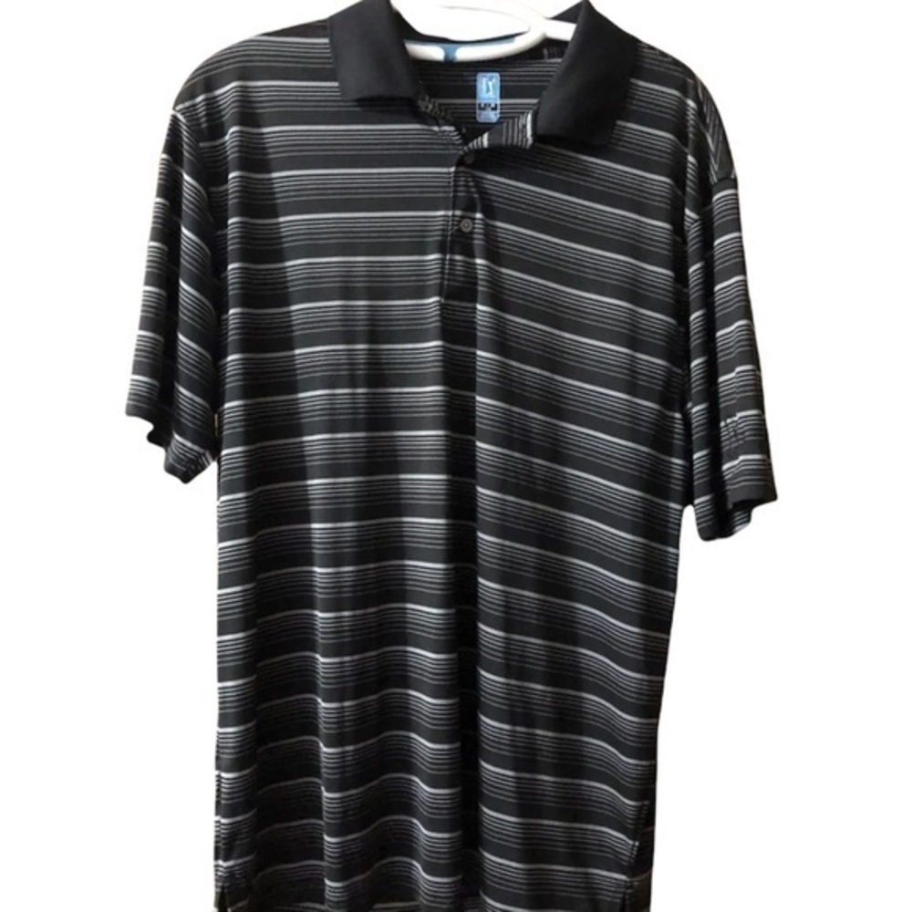 PGA‎ Tour Black Polo Shirt with Gradient Stripes Men XL